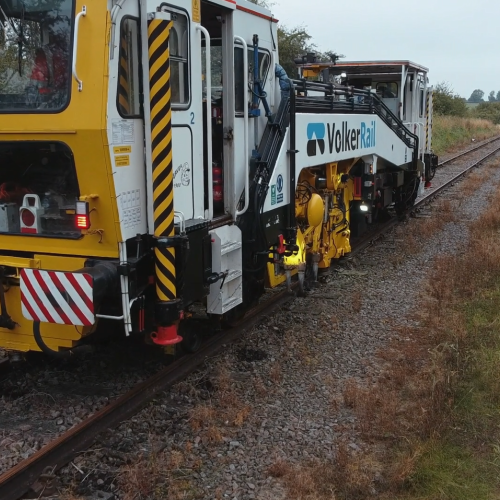 A Beaver tamper, tamping track
