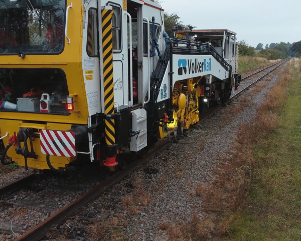 A Beaver tamper, tamping track
