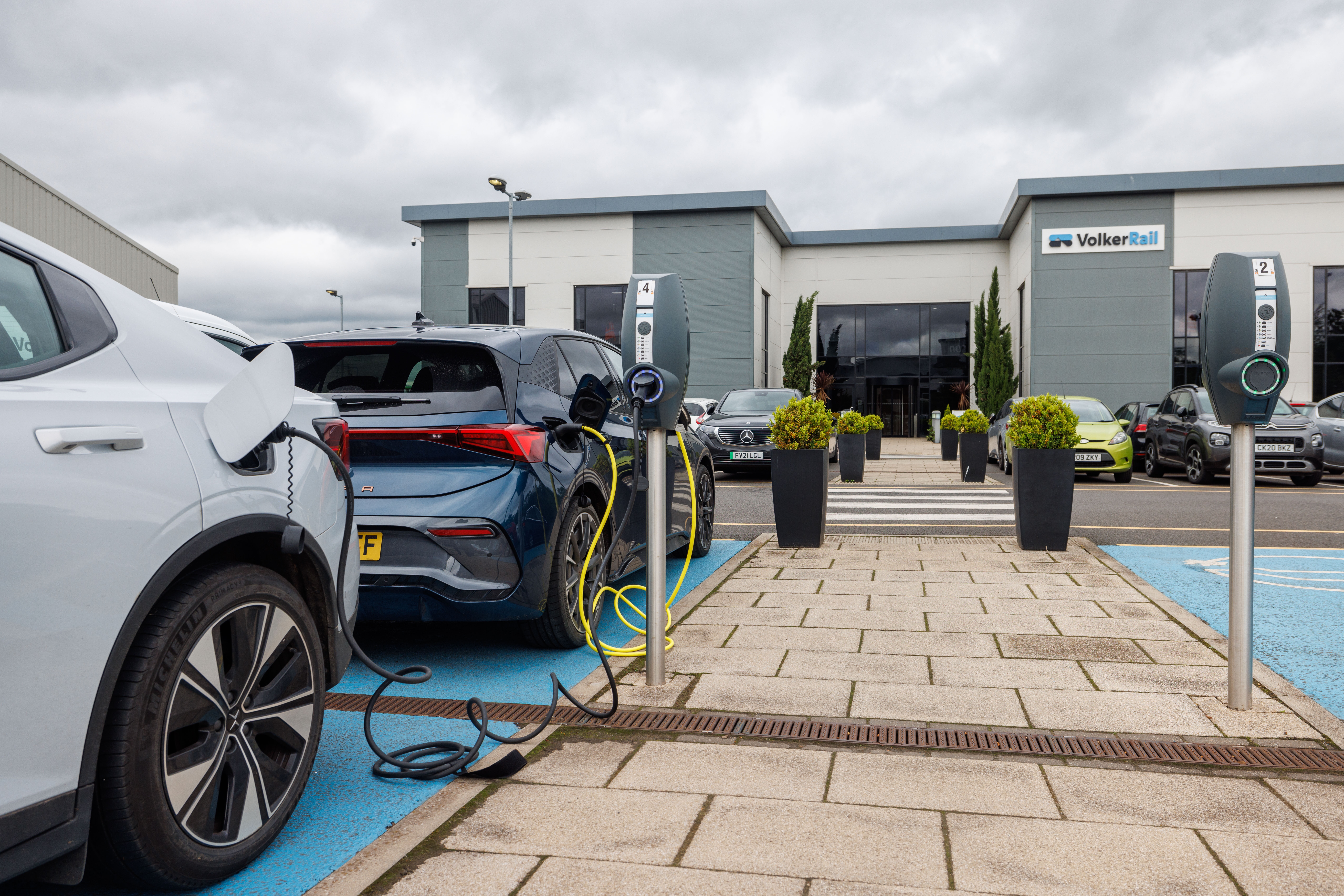 Cars charging at VolkerRail